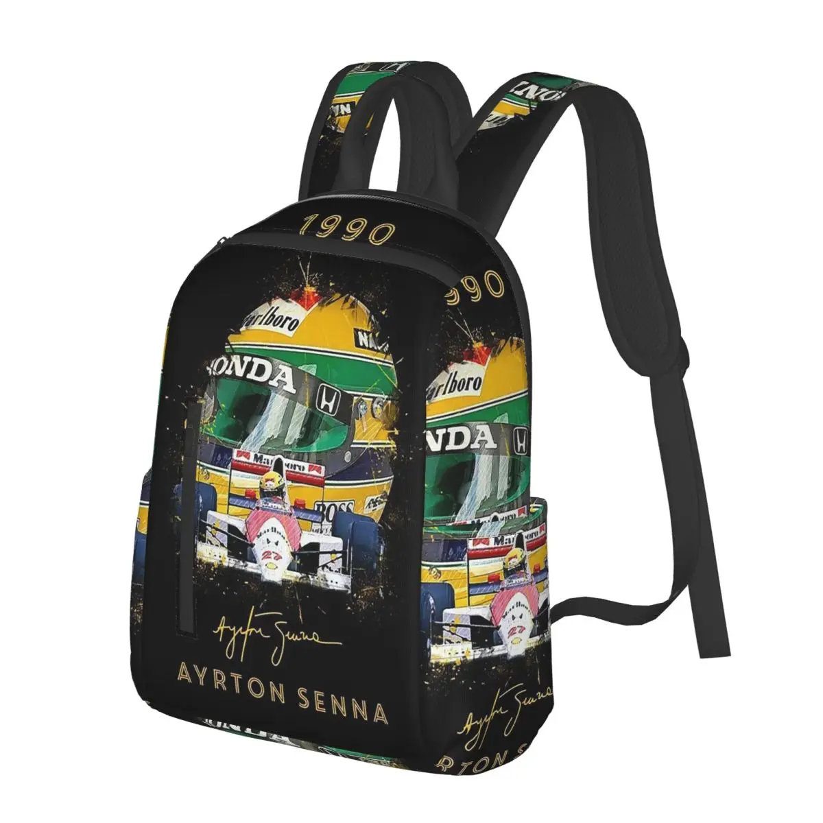 アイルトン・セナ-レーシングカー-学生バックパック-スクールバッグ-ハイキング-トラベル-デイパック-男の子-女の子用-ファッション-ブックバッグ-ショルダーバッグ