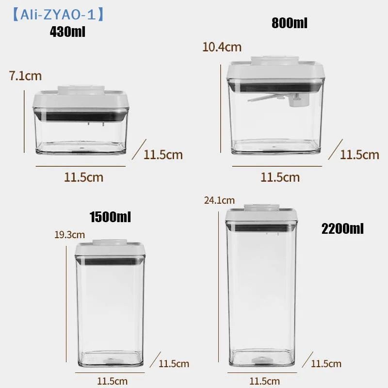 【ZYAO-1】1Pcs Cereal Container Kitchen Press-down Airtight Jars Clear Stackable Jar For Rice Grain Home Bakers Pantry Organizers
