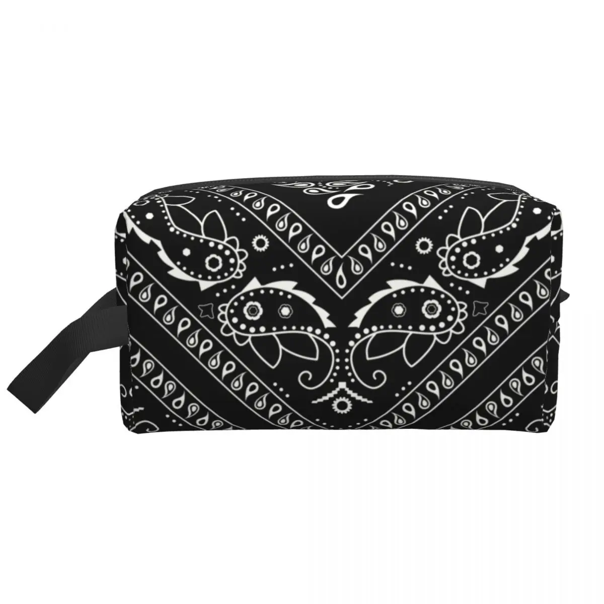 Borsa da toilette personalizzata con motivo a Bandana nera donna stile Paisley trucco organizzatore cosmetico Lady Beauty Storage Dopp Kit Box