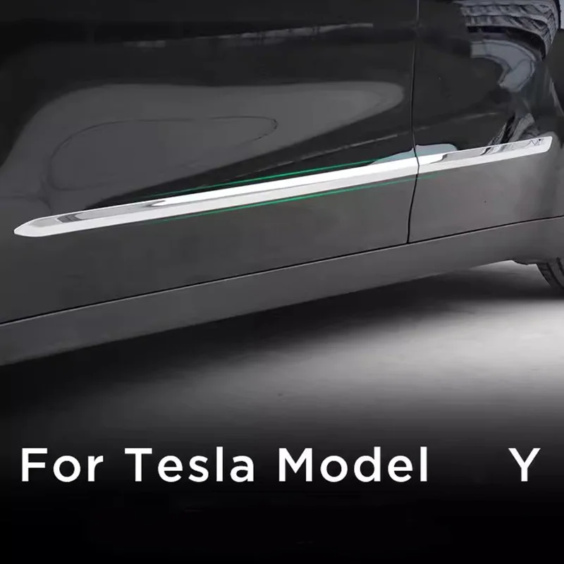 Accessori per la decorazione esterna modificati per la protezione laterale della porta anticollisione in acciaio inossidabile per Tesla Model Y 2021