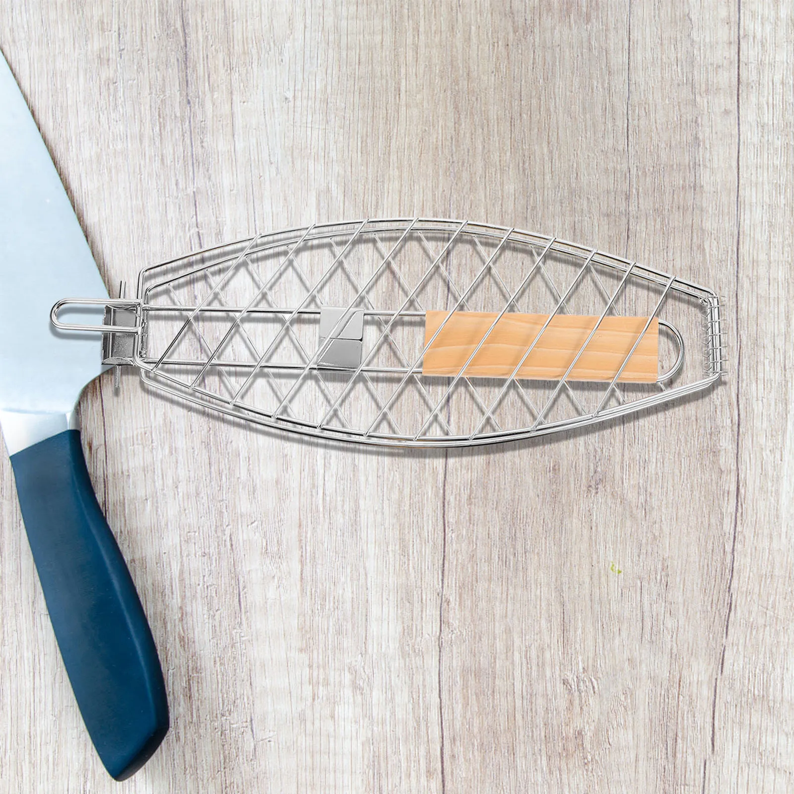 

2Pcs Portable Fish Grill Basket Stainless Steel Foldable Grilling Rack Detachable Design for Camping Backyard Bbq Cooking