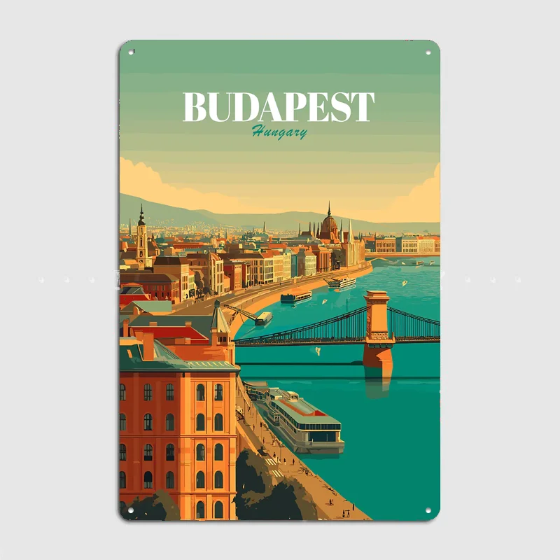 Budapest Hungary Cityscape Travel Poster Metal Sign Life Wall Custom Bedroom Indoor Home Wall Decor Posters Room Decoration