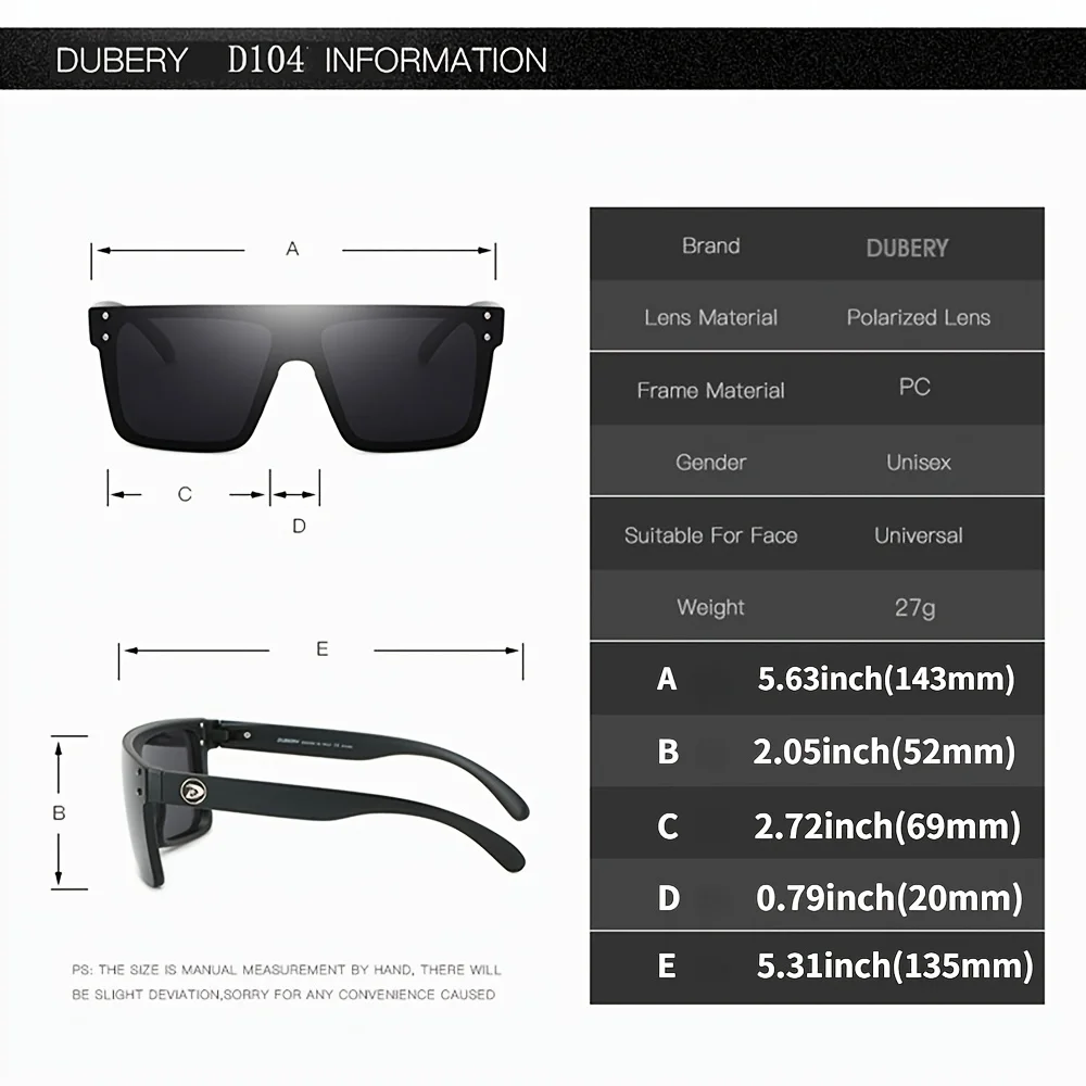 DUBERY New Polarized Sports Sunglasses Trend Outdoor Cycling Sunglasses for Men Women Conjoined Lens Sunglasses UV Protection
