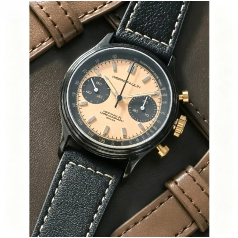 Wasserdichter Retro Mechanischer Chronograph für Herren Business