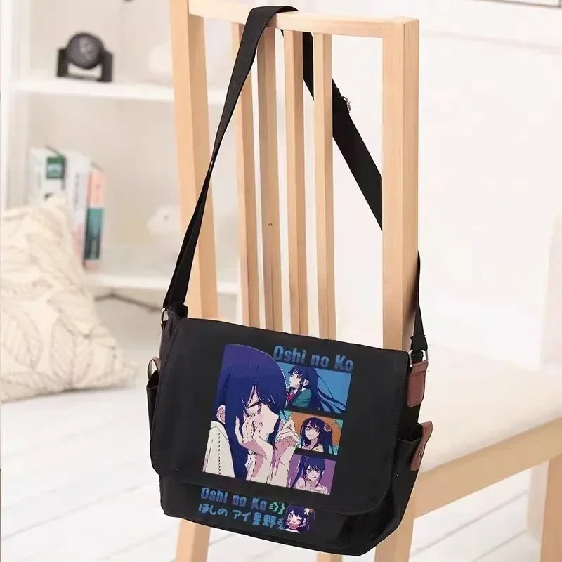 Preto branco, Oshi no Ko, estudantes crianças adolescentes, anime mensageiro bolsa de ombro crossbody para meninas meninos da escola