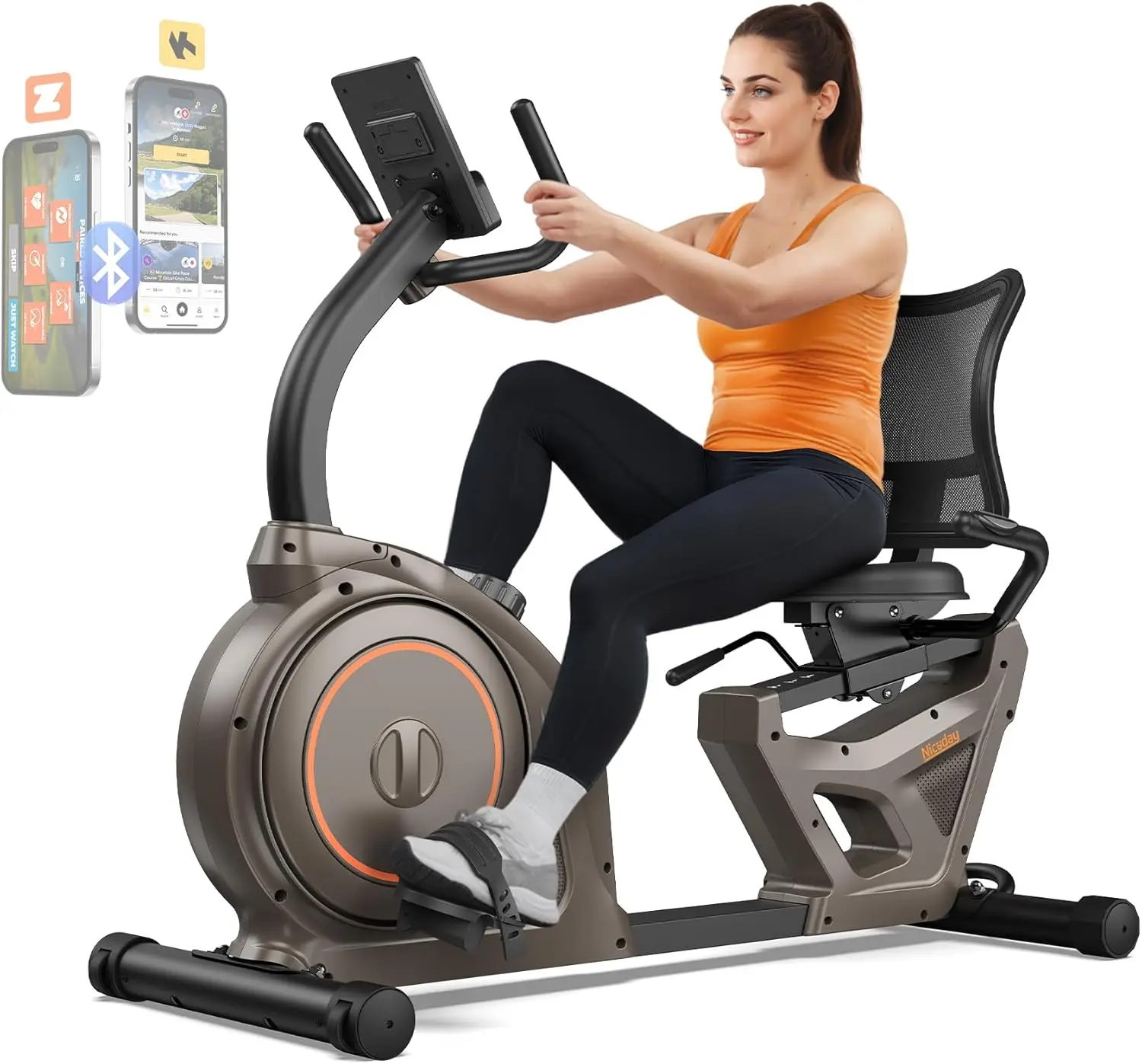 

Recumbent Exercise Bike for Home, 400LBS Weight Capacity, Magnetic Recumbent Bike with Smart APP, LCD Monitor, Heart Rate Handle