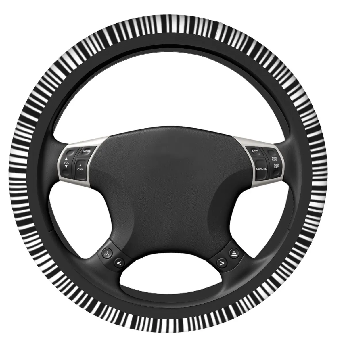 38cm Steering Wheel Covers Black And White Lines Universal Geometric Simple Auto Decoration Suitable Auto Accessories