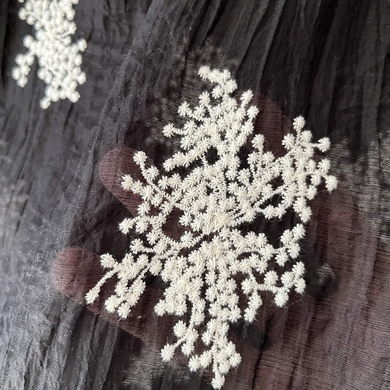 

Floral Embroidery Thin Embroidered Mesh Lace Fabric Curtain Dress Wedding Fabric