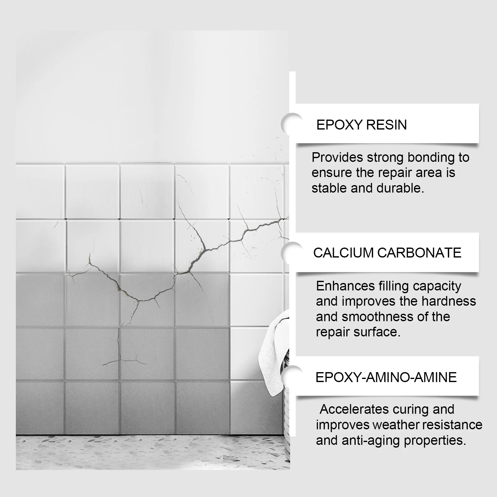 Professional Epoxy Ceramic Tile Repair Paste ABKit For Crack Hole Chip Fix On Porcelain Marble Bathtub Toilet Sink Floor