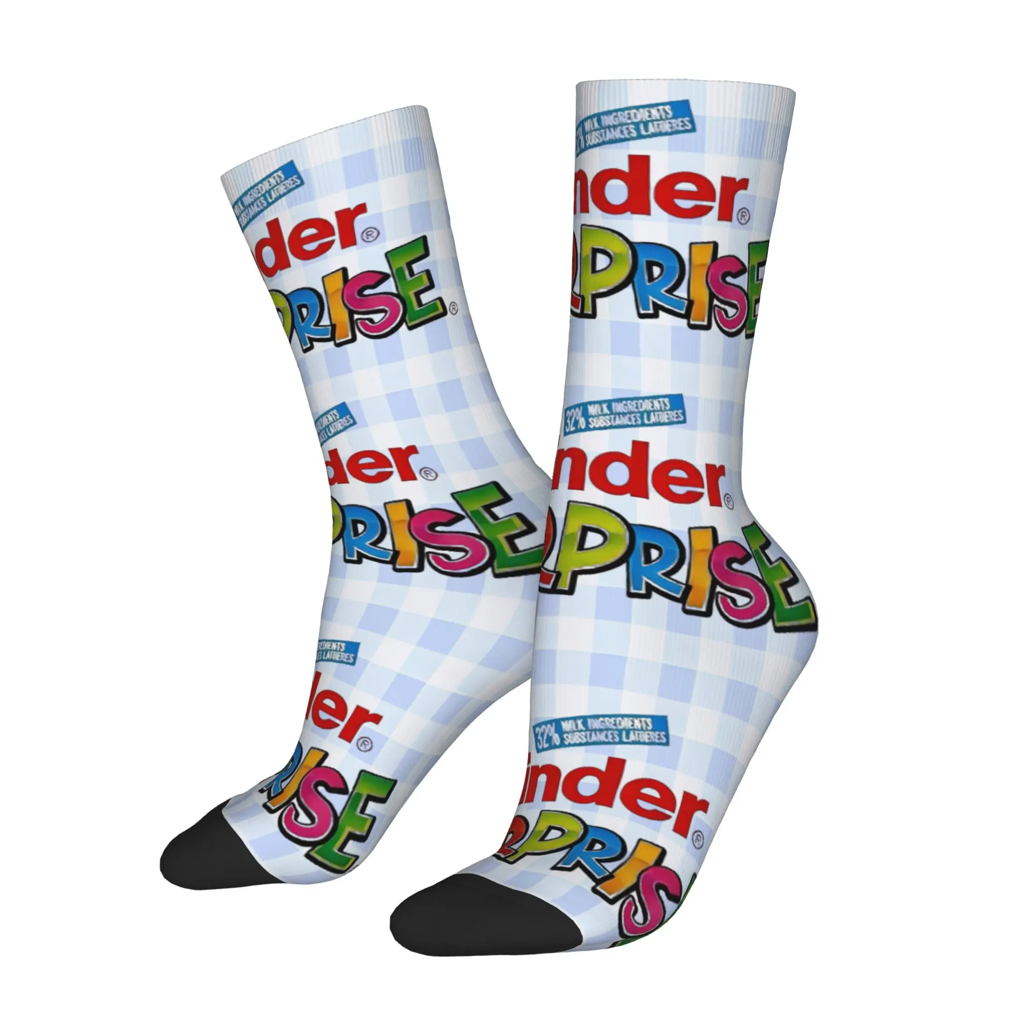 

1 Pair Funny Sock Periwinkle Gingham Print Rock Quality Pattern Printed Men Crew Socks Novelty Men's Socks