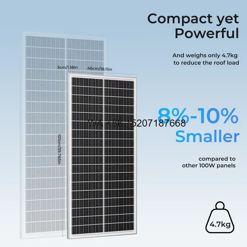Wmwmnu for Rvpozwer 100W Solar Panel Rigid Half Cell White Border 22% Efficiency 125mmx125mm Cells 25 Year Warranty Factory