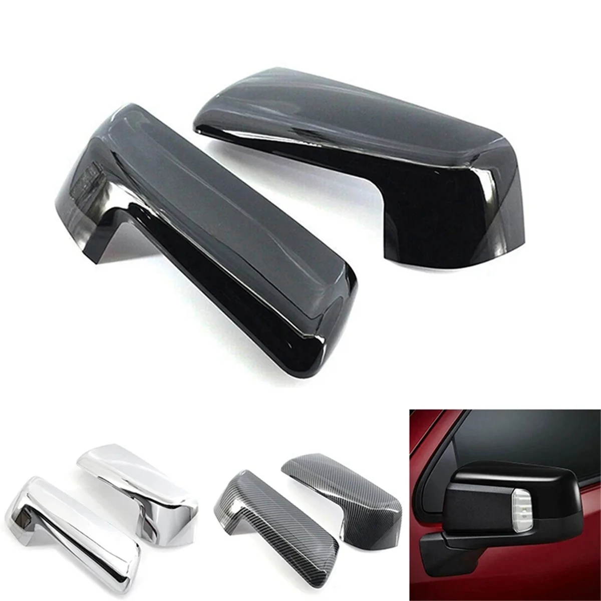 Car Conversion Glossy Black Rear View Mirror Covers Tape-On for GMC Sierra 1500 2019-2023 94469253 84469252