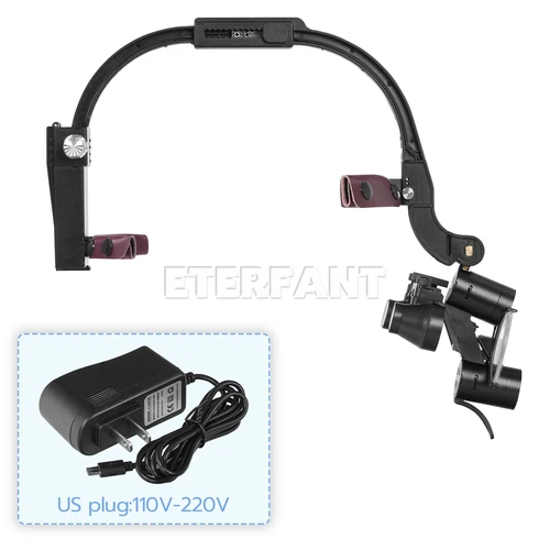 Imagen 2 del producto ETERFANT 3.5X Lupas binoculares con diadema quirúrgica dental con luz frontal LED de 5W 2 LED
