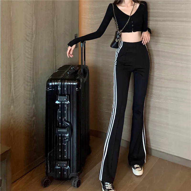 Spring Summer Women\'s Wide Leg Pants Loose High Waist Casual Trousers Woman Korean Style striped Office Straight Pants