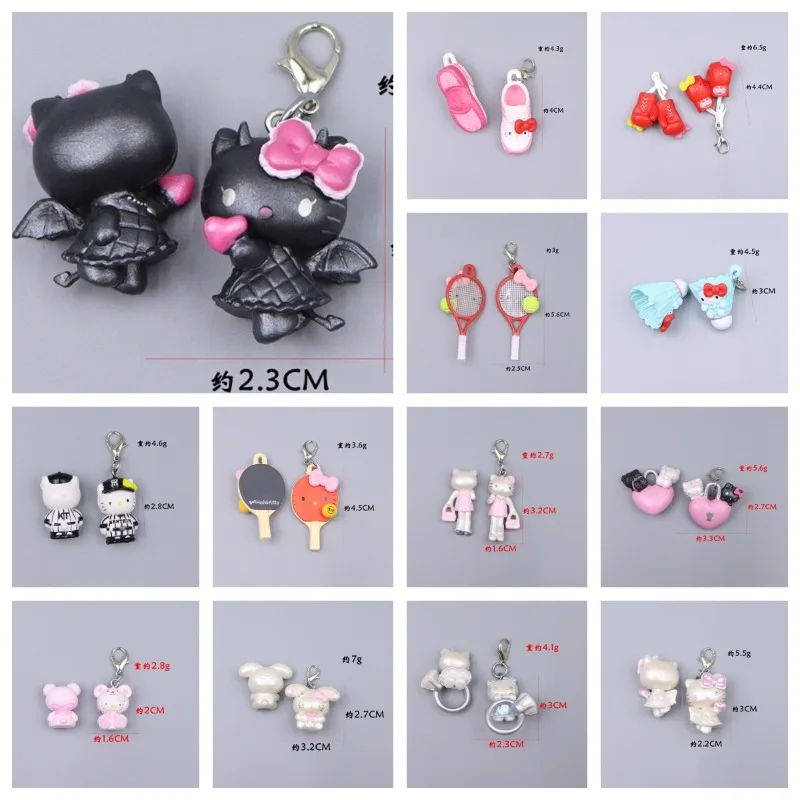 

Hello Kitty Keychain Cute Anime Versatile Black Skin Ornament Mobile Phone Packaging Decoration Holiday Gift Women Accessories