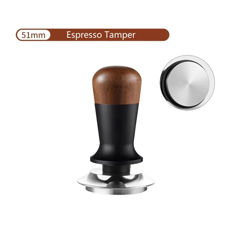 B59B-Flat Base 51MM Espresso Tamper Constant Force Impact Coffee Distributor Leveler Tool