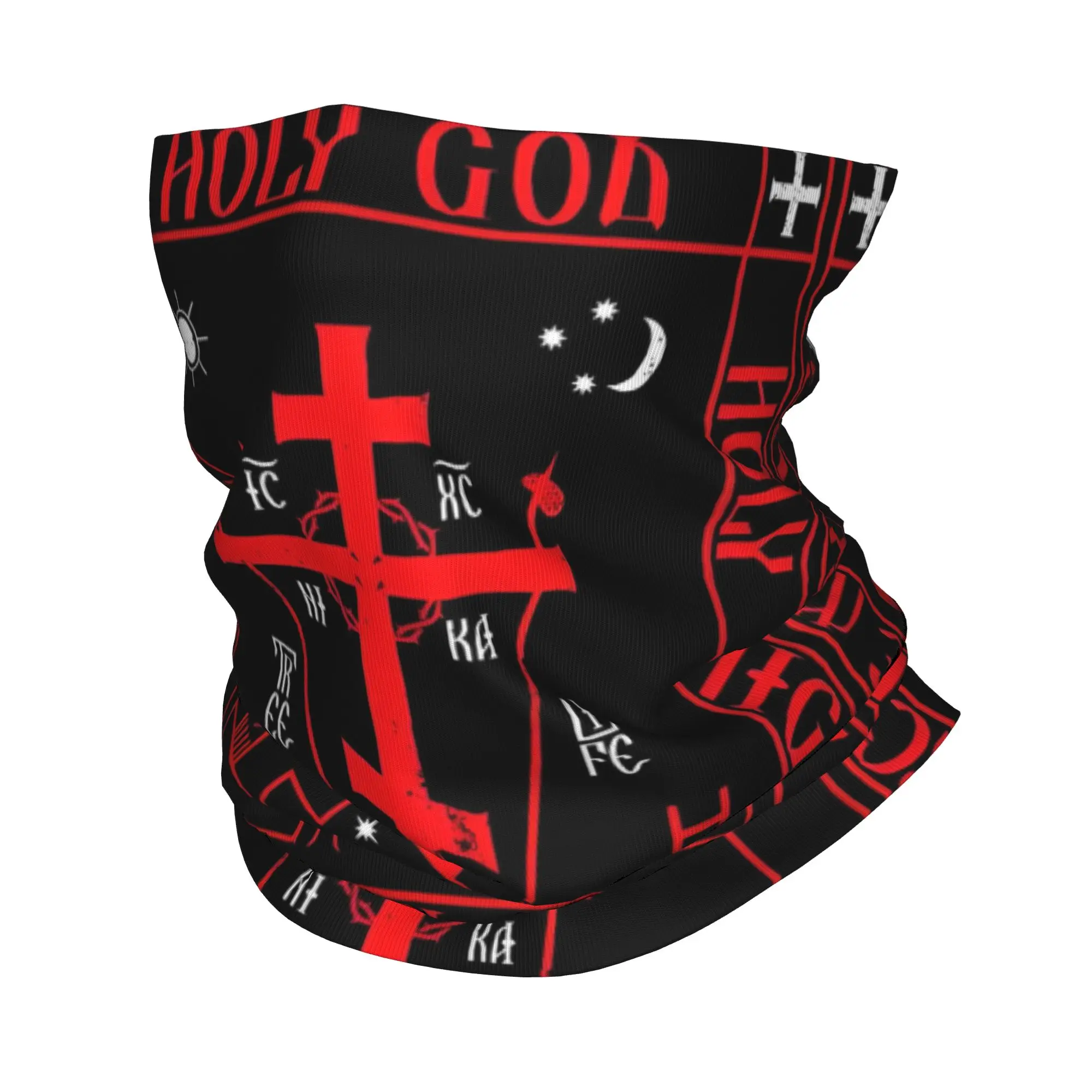 

Custom Calvary Cross Neck Gaiter Men Women UV Face Shield Winter Christian Orthodox Monastic Symbol Bandana Scarf for Ski