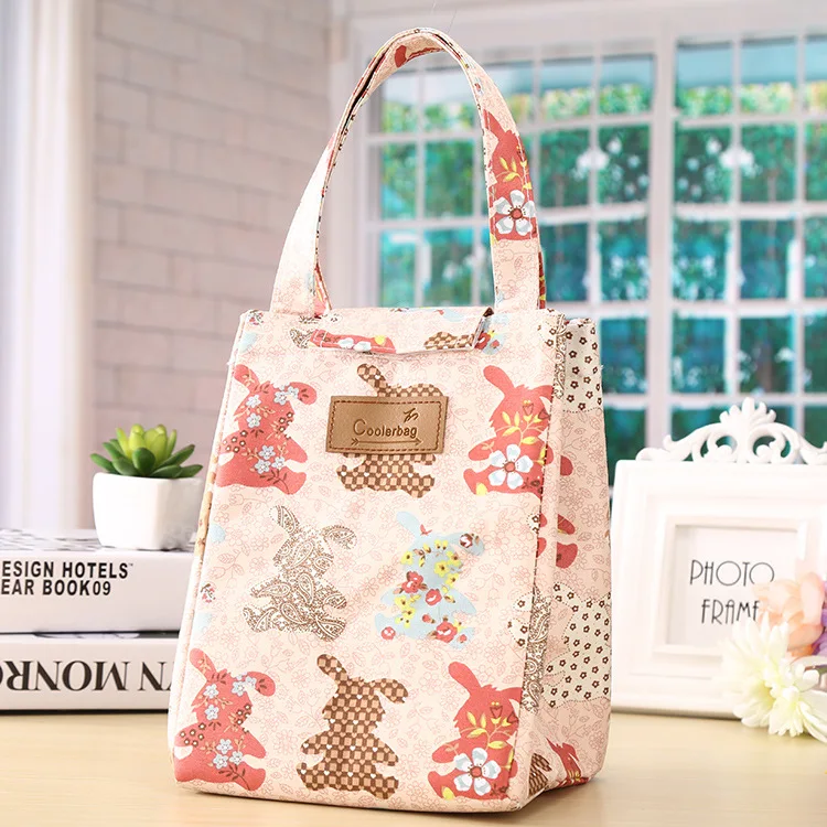 Insulated Lunch Box Men Women Travel Portable Camping Picnic Bag Flower Print Cold Food Cooler Thermal Bag Handbag