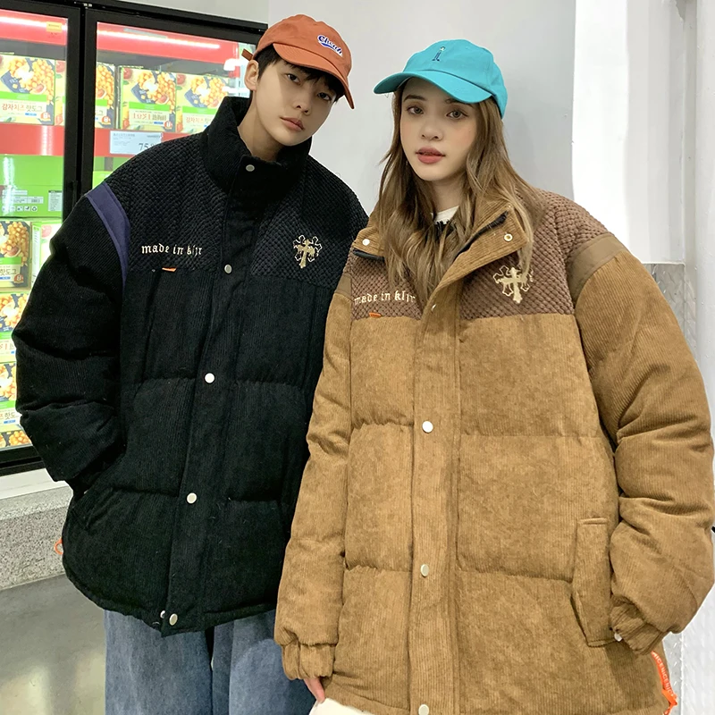 

Утепленная хлопковая куртка для пар, зимнее пальто из вельвета в стиле ретро, теплое и морозостойкое, молодежное, модное, свободного кроя, на молнии