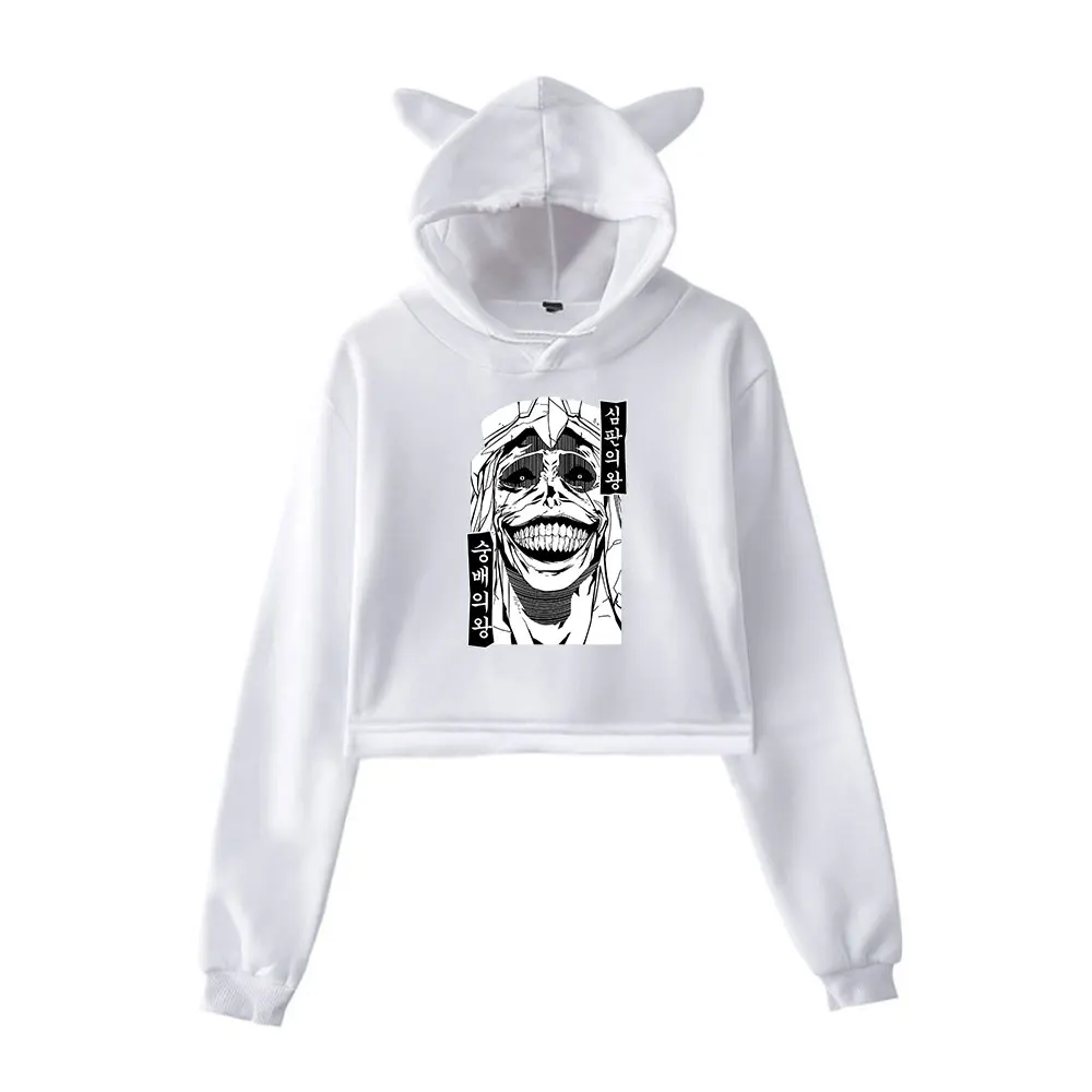 Solo Leveling Hoodie Vintage 90s Streetwear Merch Hoodies Sweatshirts for Girls Cat Ear Crop