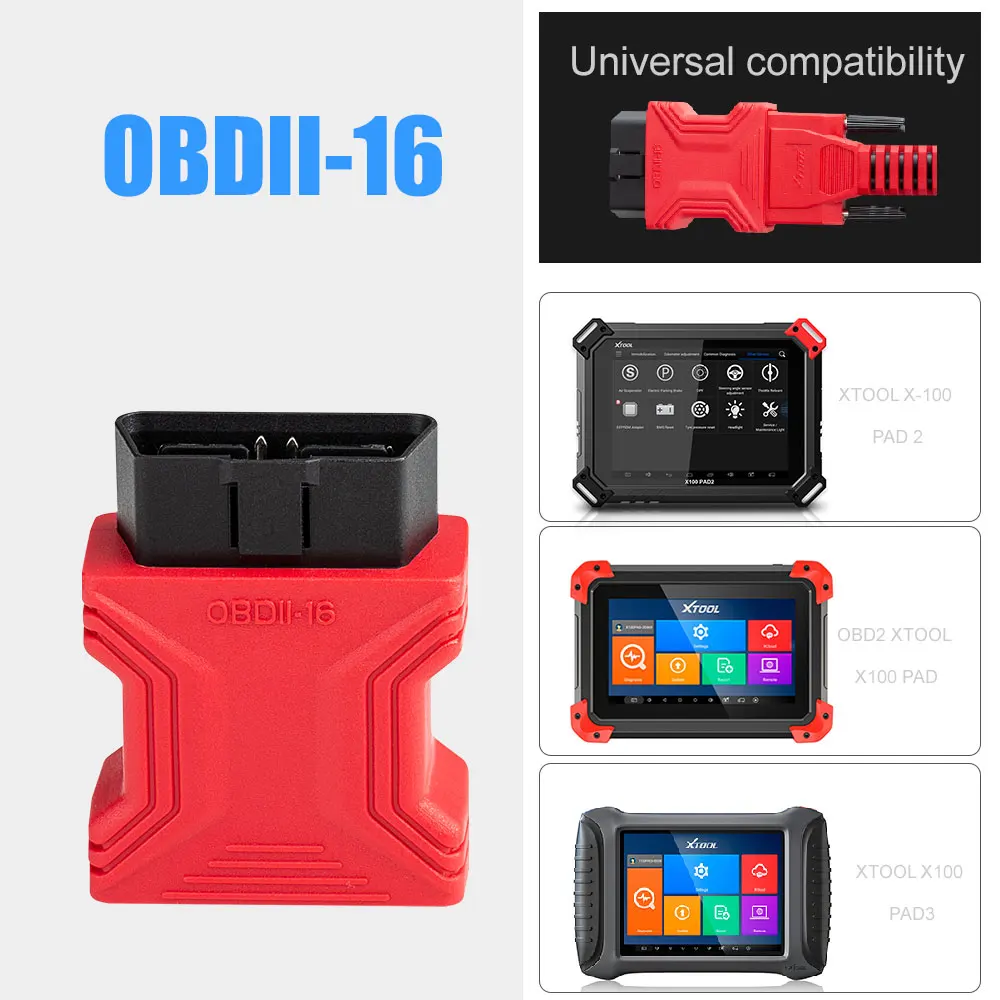 XTOOL OBD16 Pin Adapter Compatible with Pro2 PAD PAD2 PAD3 For X300 Plus X100 Pro X200 X300 X100 Pad OBD2 16 Pin Connector