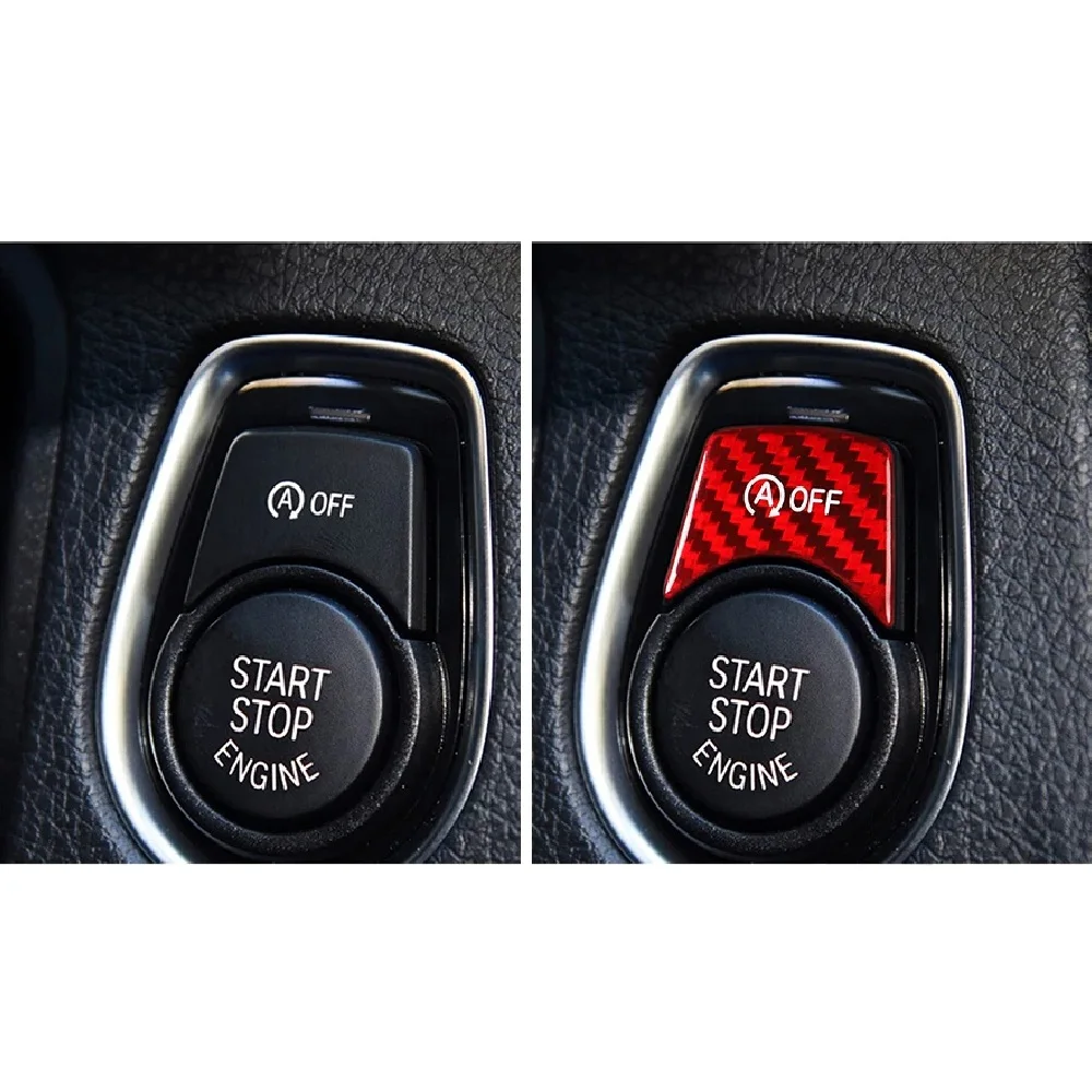 Adesivo de fibra de carbono para botão de ligar/desligar o motor do carro, acessórios interiores para BMW Série 3 4 F30 F31 F32 F33 M3 F80 Preto/verme