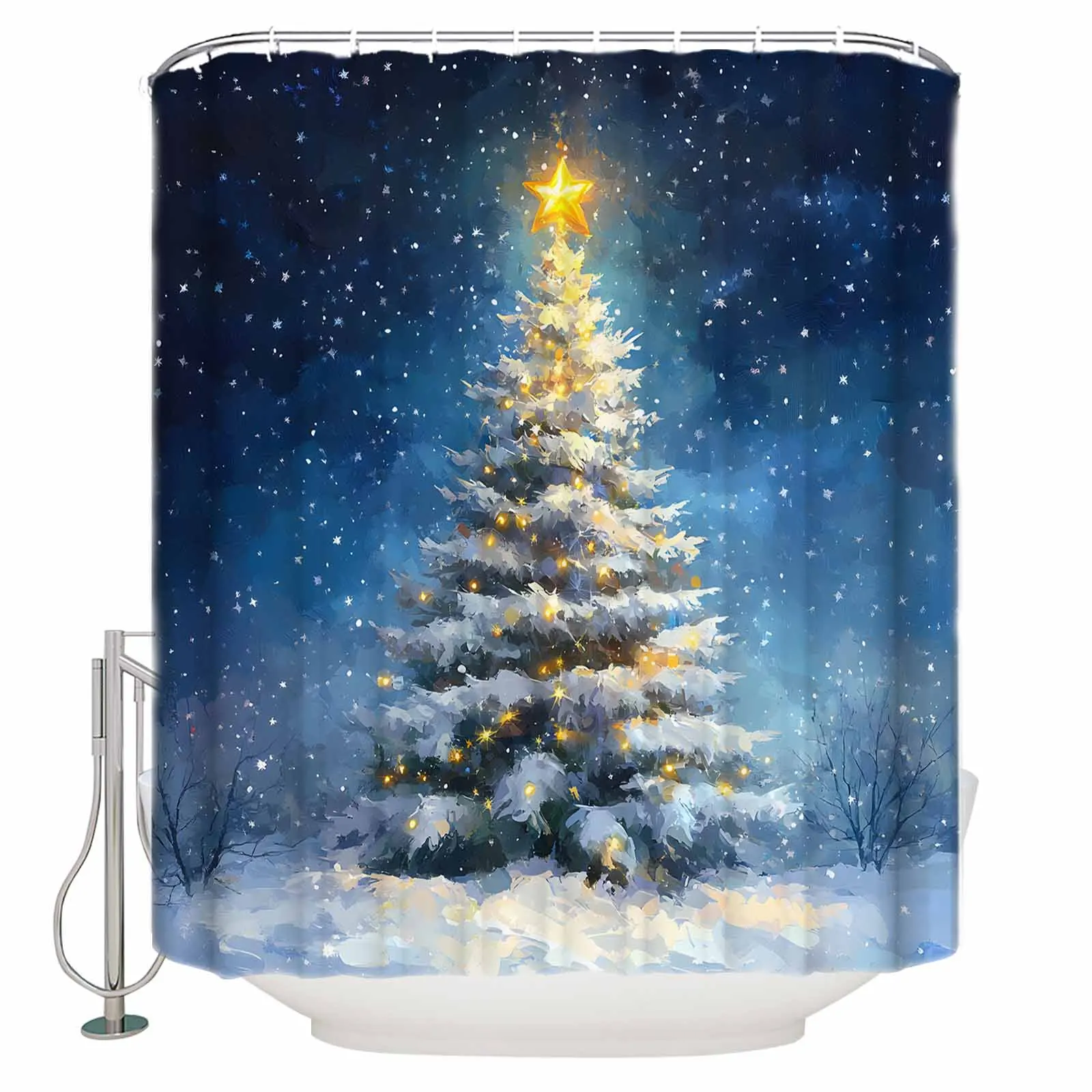 Snowflakes Starscurtain shower curtain cover polyester fabric with hooks bathroom decoration can be customized with patterns