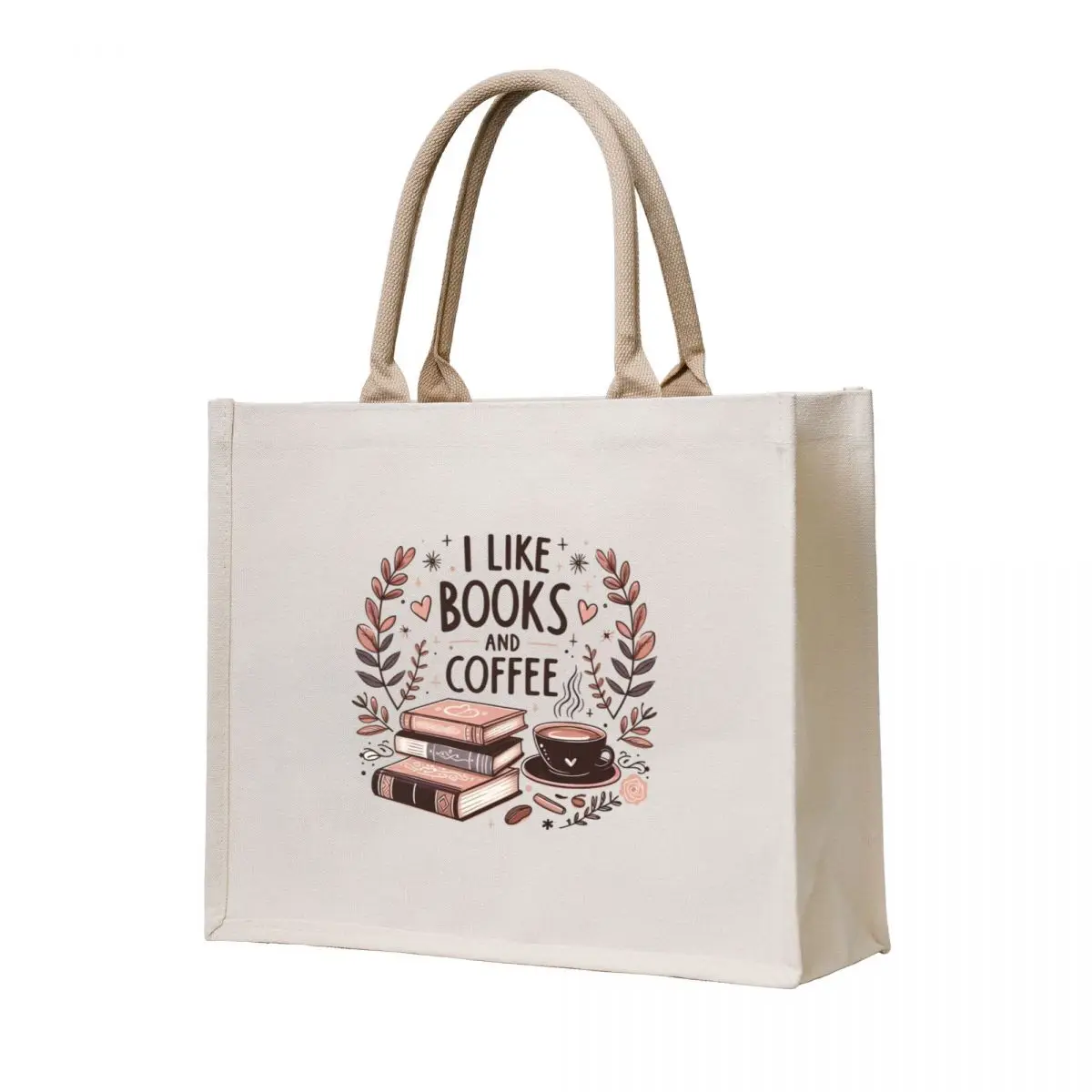 

I like books and coffee Tote Bag Portable shopping bag shopping bag logo canvas tote tote university