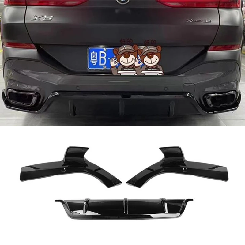 For 3PCS ABS Rear Bumper Splitter Diffuser Lip NEW BMW X6 G06 Anti-Collision Body Kit Accessories Decorative 2019-2023 Year