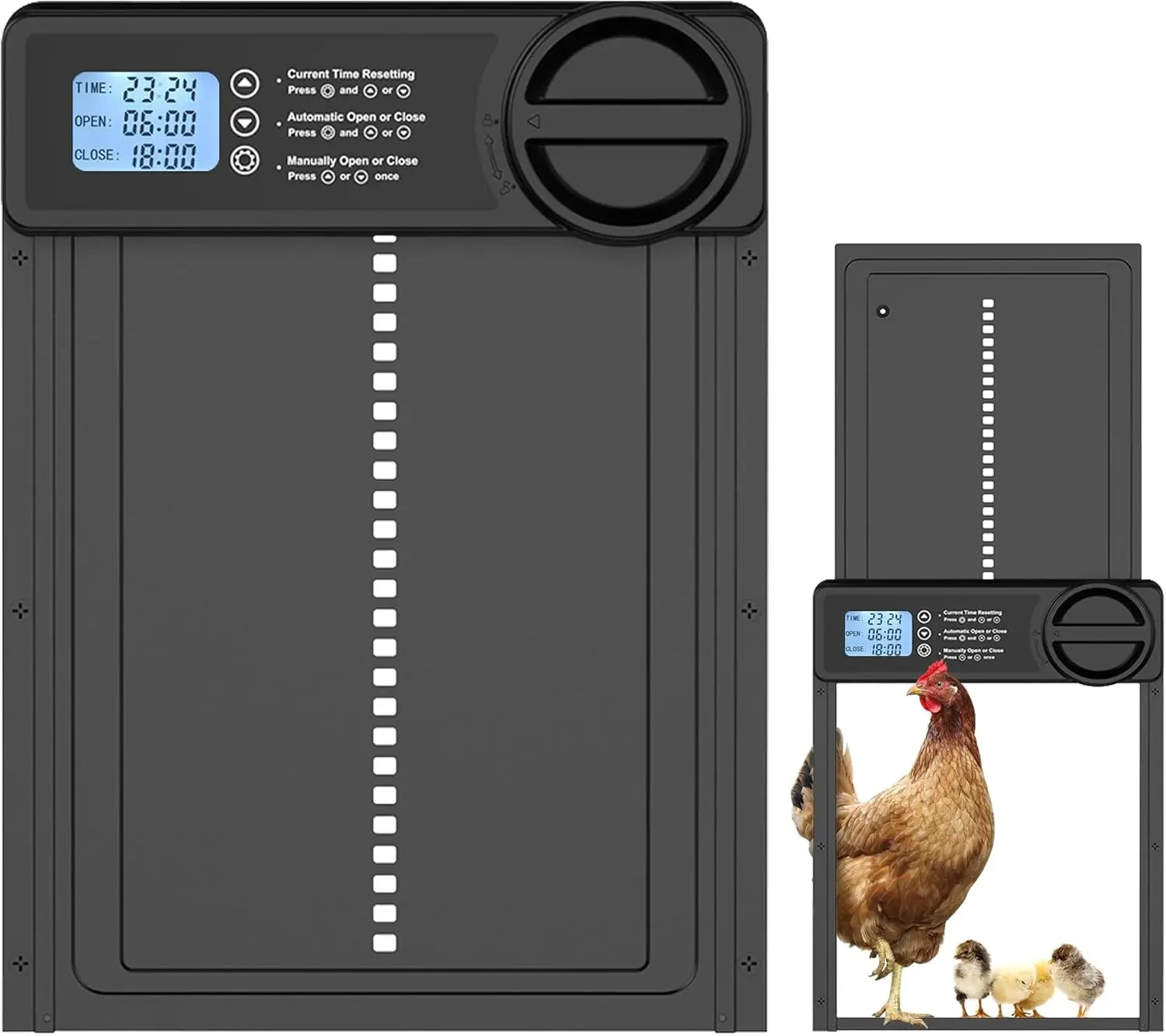 Porta Automática para Galinheiro com Temporizador Inteligente, Abridor Elétrico de Alumínio com Temporização, Ferramenta de Gestão Automática para Galinhas