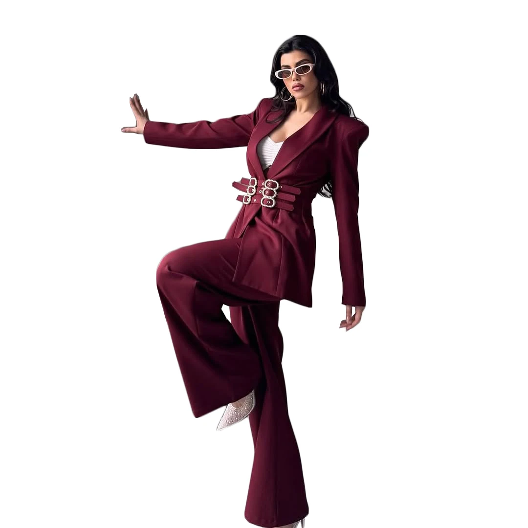 Elegant Women's Formal Dresses Suit Gowns Shawl Collar Long Sleeves Jacket Coat And Pants For Female 2 Pieces Suit Customized