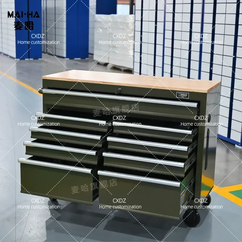 46 Inch Mobile Work Console Multi Function Tool Trolley for Auto Repair Workshop Maintenance Storage Cart