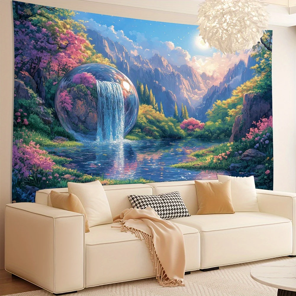 Mushroom Stream Design Digital printing polyester wall hanging tapestry decorative Living room bedrooms Office background gift