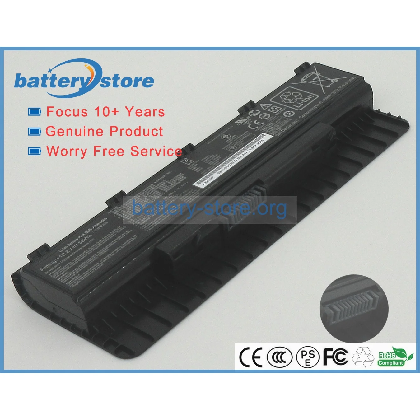 Genuine Original Laptop Batteries for G551,G771JK,A32N1405,A32LI9H,A32NI405,3ICR19/65-2,A32N14O5,G58JK,N771,0B110-00300000,10.8V