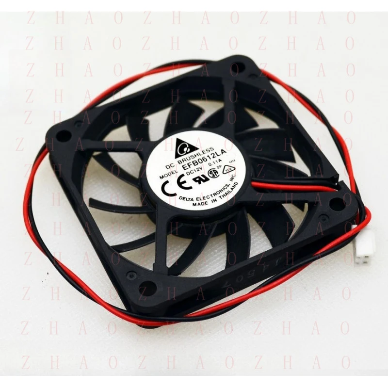 L+ for Delta 6010 DC12V 60x60x10mm EFB0612LA 0.84W 2Pin Cooling Fan Ball Bearing 2-Wire