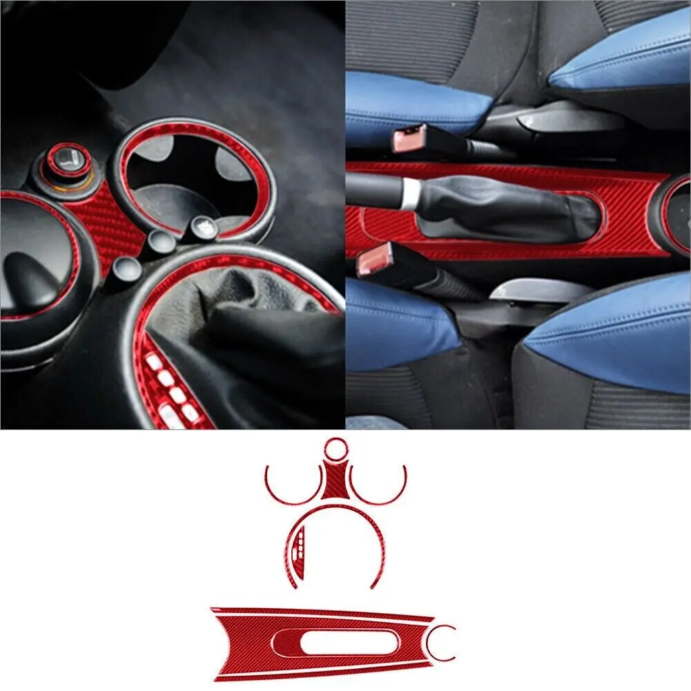 51Pcs Red Carbon Fiber Full Kit Interior Trim For Mini Cooper Hardtop R56 2007-2010 Clubman R55 2008-10 Convertible R57 2009-10