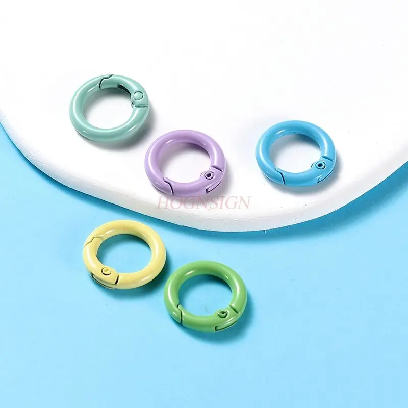 

5PCS keychain, open ring, baked paint, candy, colored spring pendant, DIY luggage, charter, hanging ring accessories