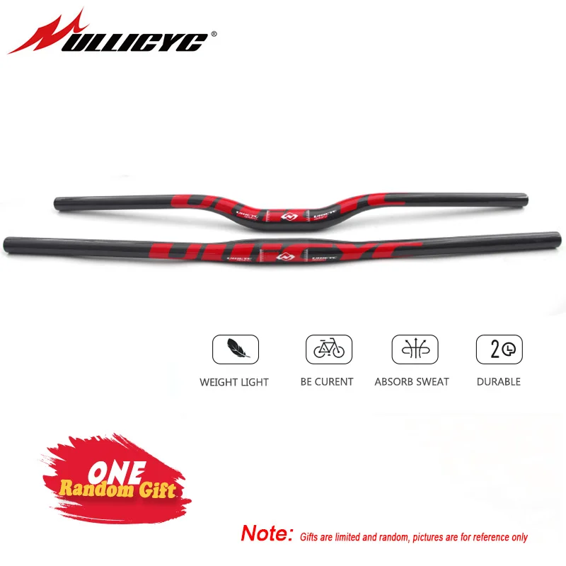 

Ullicyc Carbon Handlebar For Mountain/City/Fold Bike Flat/Rise MTB Steering Wheel 31.8 Length 640-740mm RED Logo Bicycle Parts