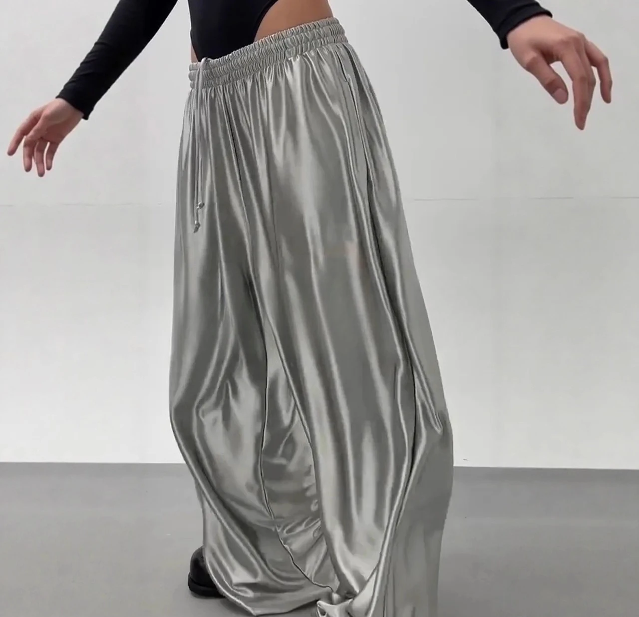 Spring Summer 2026 New Women's Drawstring Casual Floor Pants Wide Leg Pants
