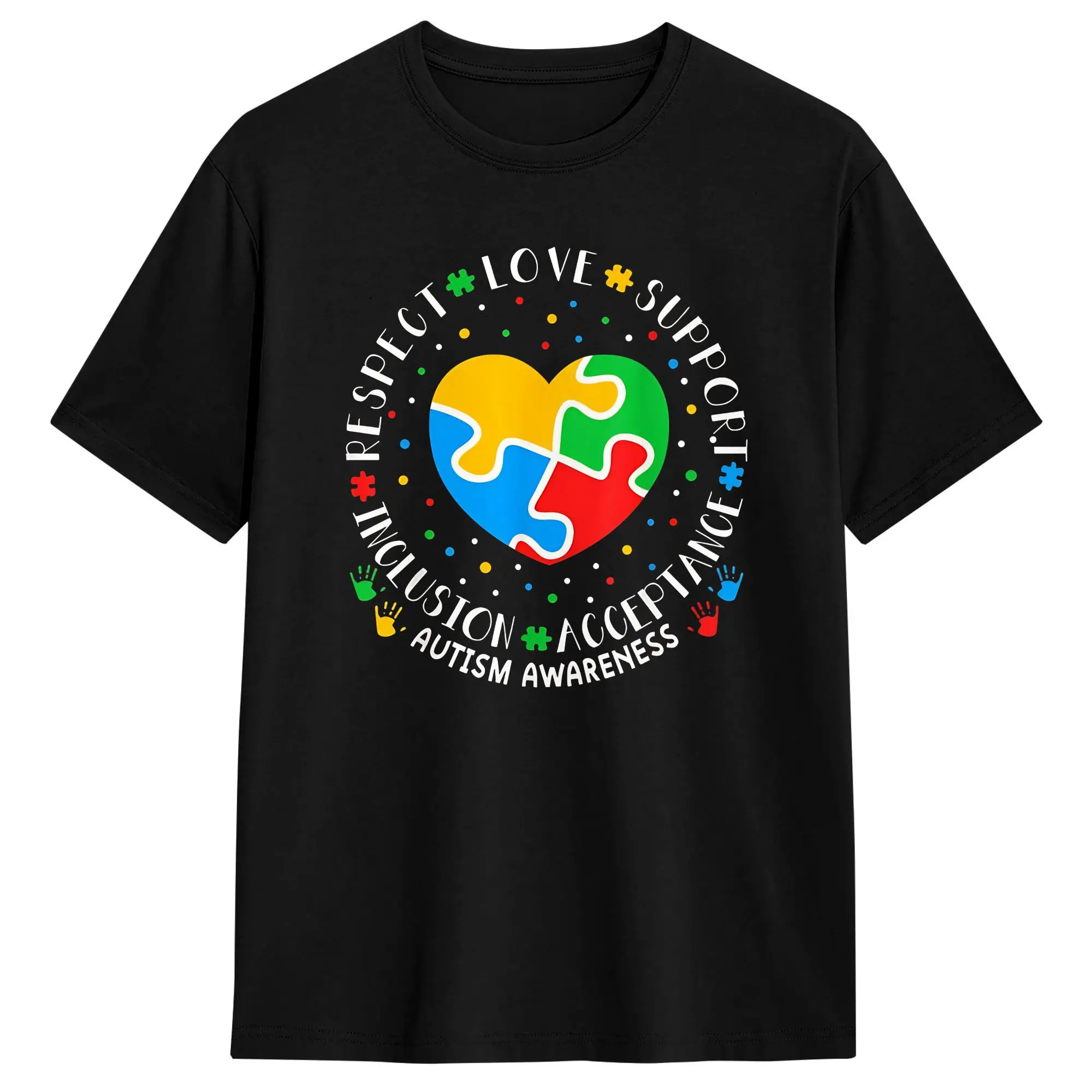 Men's Respect Love Support Inclusion Acceptance Autism Awareness T Shirts Cotton Clothes Short Sleeve O Neck Tees Gift T-Shirts