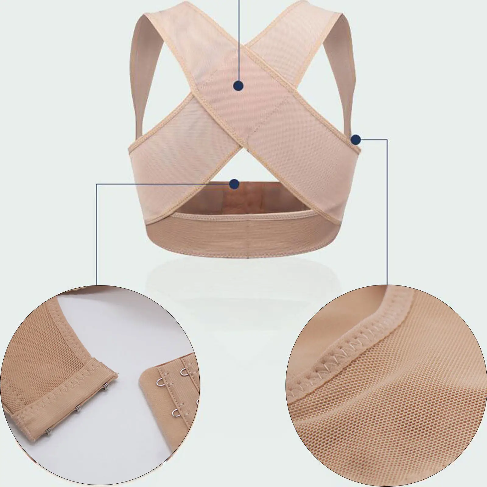 

Humpback Support Belt Posture Corrector Chest Support Strap for Women Lightweight Breathable Nylon Spandex Adjustable S M L Xl