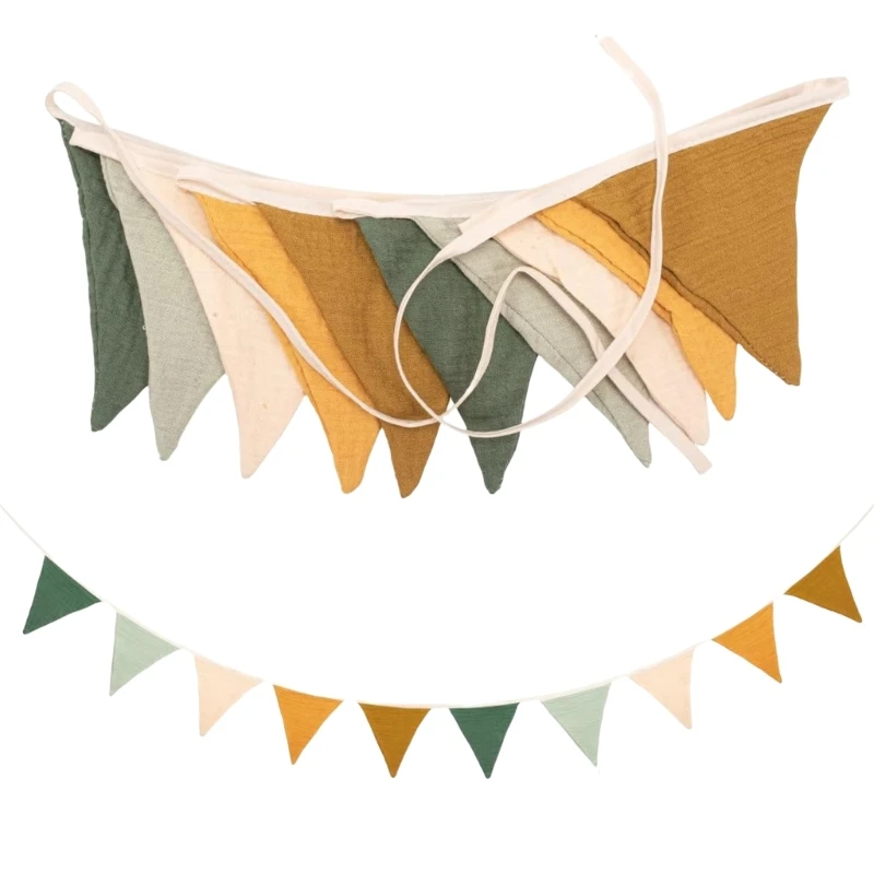 Cotton Bunting Garlands Children Room Triangular Flags Pennant Banners Nursery Birthday Party Wall Hanging DropShipping