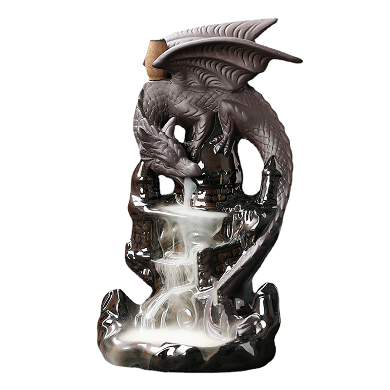 

Incense Waterfall Incense Burner Ceramic Dragon Decorative Game Mixed Incense Cone Waterfall Smoking Room Decor