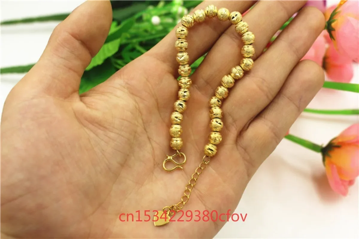 European Coin Brass Plated Vietnam Sand Gold Bracelet Transfer Beads Women's Frosted Bracelet No Fading Imitation Gold Jewelry