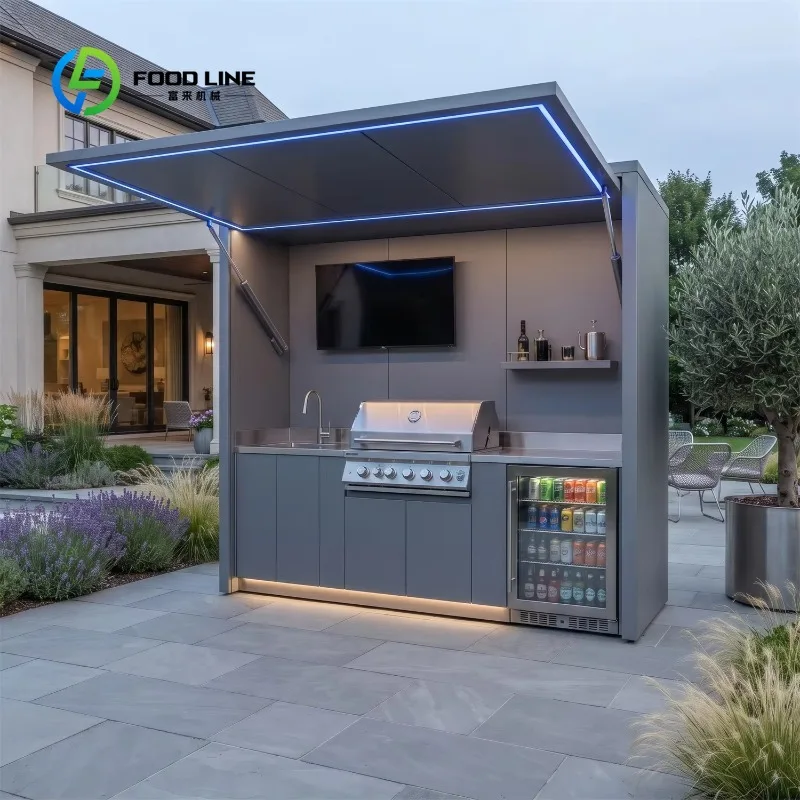 Customized Outdoor Kitchen Modular BBQ Pod,Easy To Clean Stainless Steel Outdoor Kitchen Bbq Pod for Villa Patio