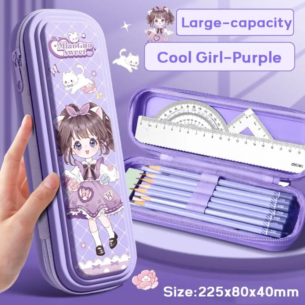 Cartoon Plastic Pencil Case Waterproof Capybara/Panda/Astronaut Pen Box Large Capacity Pen Bag Gift