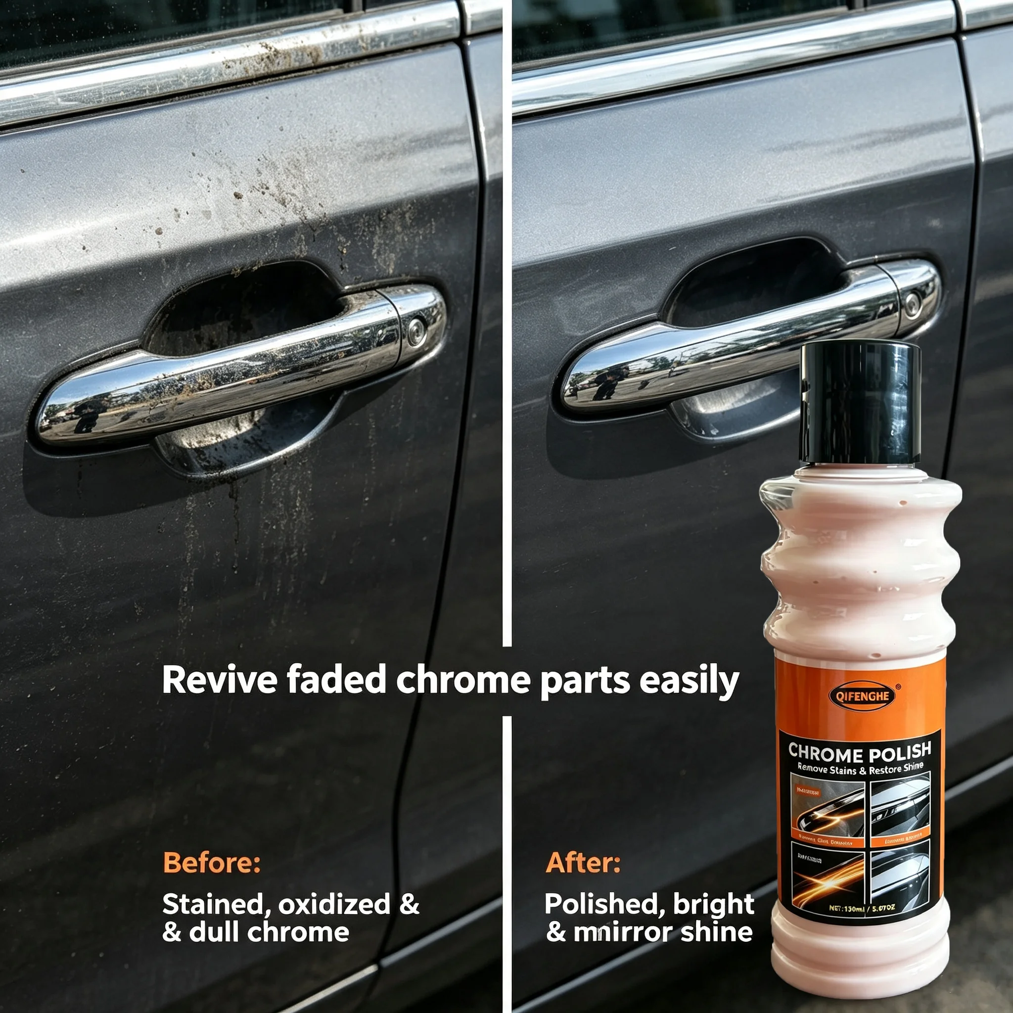 150ml Chrome Polish Cleaner Remove Rust Stains Restore Metallic Shine Car Chrome Parts Polishing Liquid for Auto Trim Wheel Main