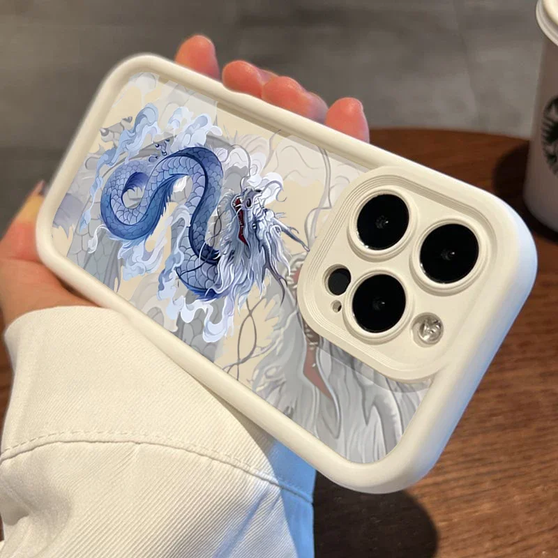 Illusory Color Chinese Dragon Silicone Phone Case For iPhone 15 Cases iPhone 14 13 12 11 Pro Max XS X XR 7 8 Plus 15 Soft Cover image 6