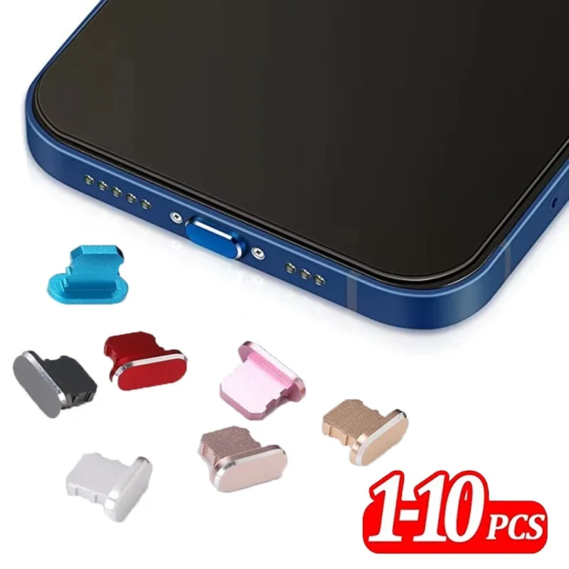 2-10 PCS Metal Dust Plug For iPhone 14 13 12 Pro Protective Charging Port Anti Dust Proof Cover Cap For Apple iPad Lighting Port