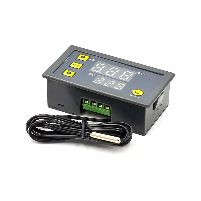 W3230 20A Digital Temperature Controller with Probe - Dual Mode (Heating/Cooling), LED Display, 12V/24V/AC110-220V Input